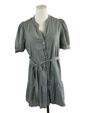 B. Darlin Sage Green Cottagecore Mini Dress Button Front Tie Waist Boho Minimal